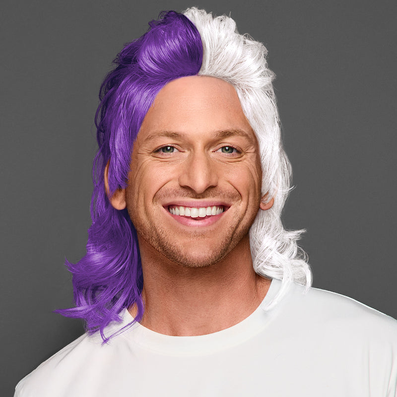SPIRIT WEAR MVP MULLET WIG IN COLOR PURPLE 268 & WHITE