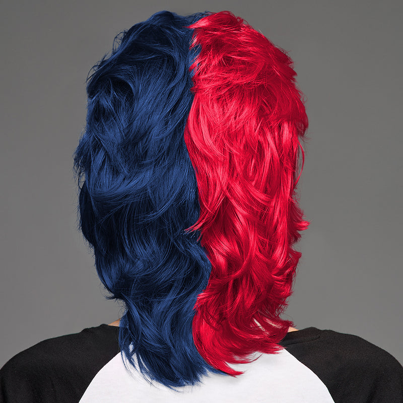 SPIRIT WEAR MVP MULLET WIG IN COLOR RED 186 & BLUE 2767