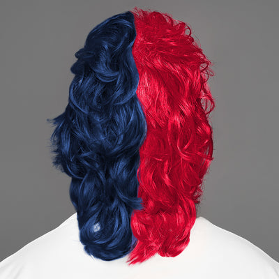 SPIRIT WEAR MVP MULLET WIG IN COLOR RED 186 & BLUE 2767