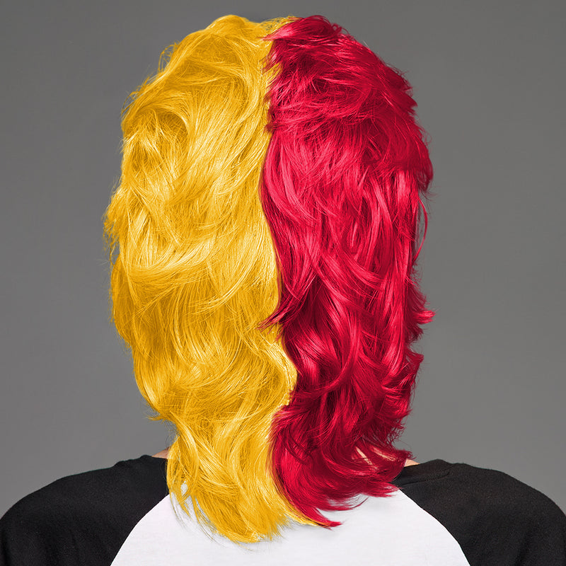 SPIRIT WEAR MVP MULLET WIG IN COLOR RED 186 & GOLD 142