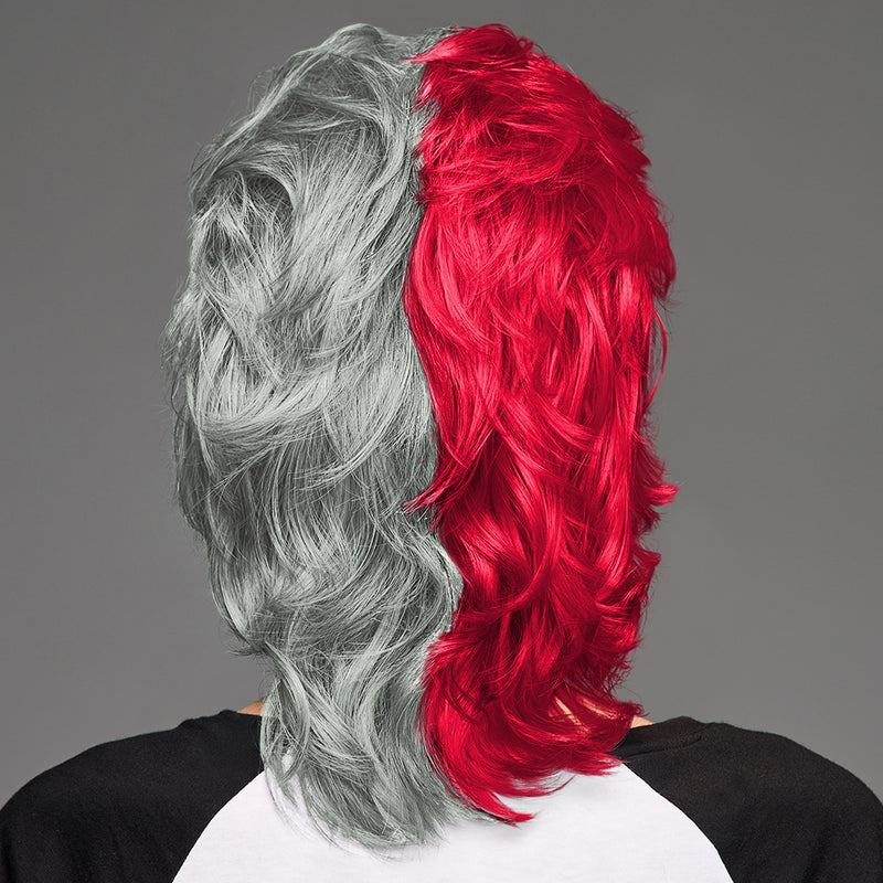 SPIRIT WEAR MVP MULLET WIG IN COLOR RED 186 & GRAY 421