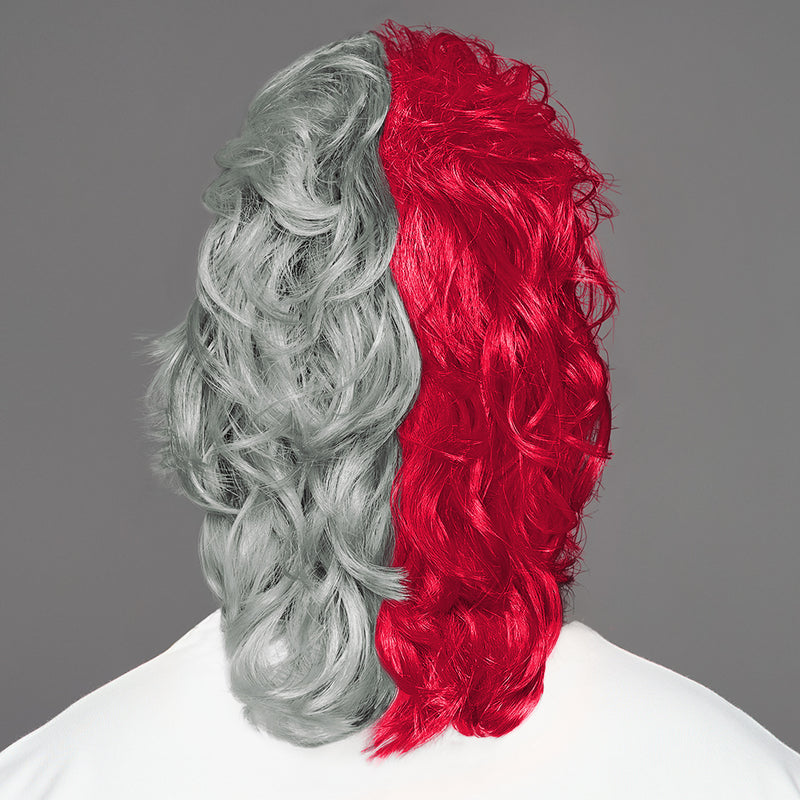 SPIRIT WEAR MVP MULLET WIG IN COLOR RED 186 & GRAY 421