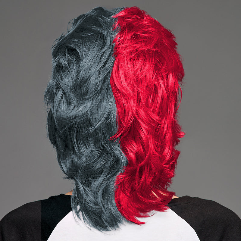 SPIRIT WEAR MVP MULLET WIG IN COLOR  RED 186 & GRAY 431