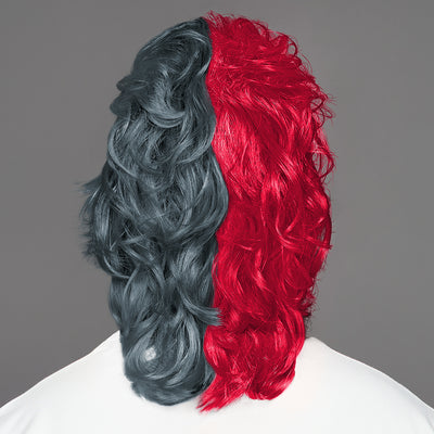 SPIRIT WEAR MVP MULLET WIG IN COLOR  RED 186 & GRAY 431