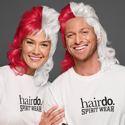SPIRIT WEAR MVP MULLET WIG IN COLOR RED 186 & WHITE