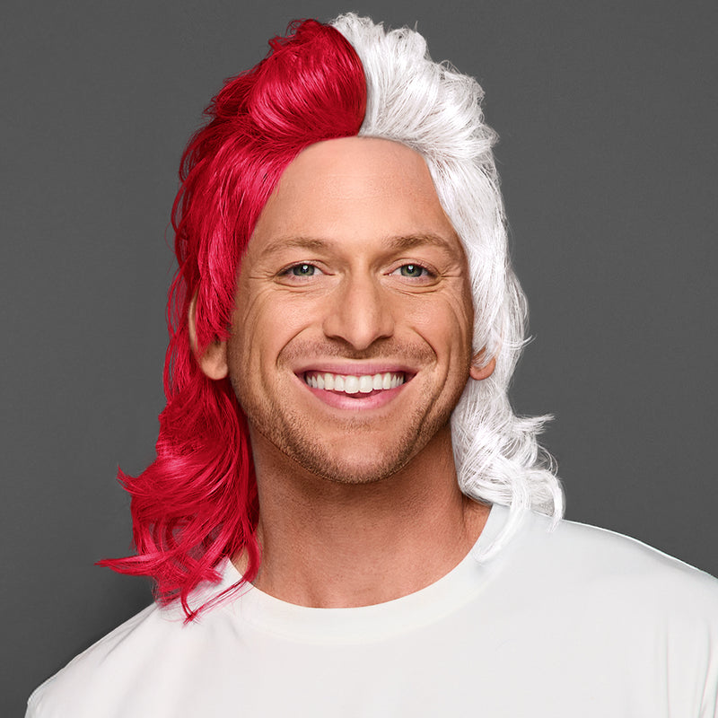 SPIRIT WEAR MVP MULLET WIG IN COLOR RED 186 & WHITE
