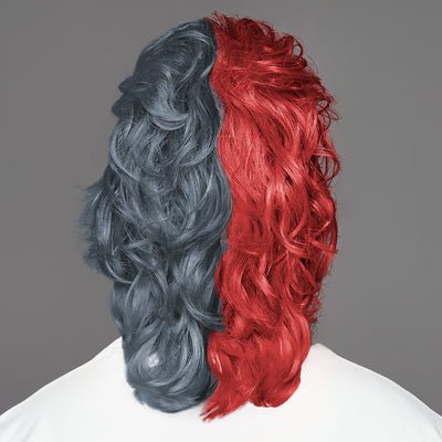 SPIRIT WEAR MVP MULLET WIG IN COLOR RED 7622 & GRAY 431