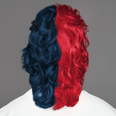 SPIRIT WEAR MVP MULLET WIG IN COLOR RED 200 & BLUE 296