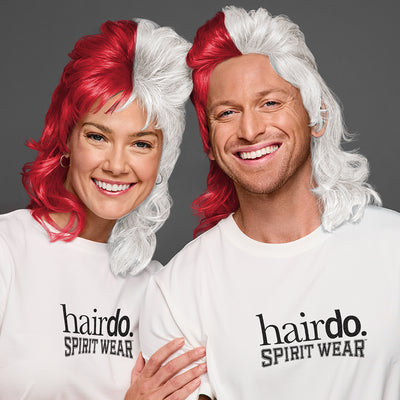 SPIRIT WEAR MVP MULLET WIG IN COLOR RED 200 & WHITE