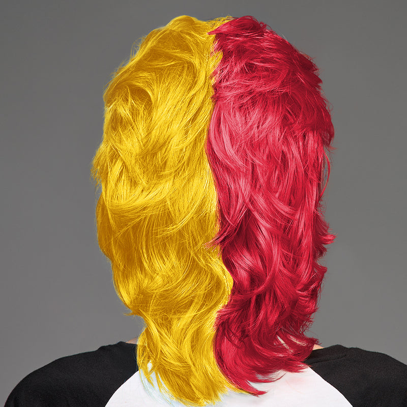SPIRIT WEAR MVP MULLET WIG IN COLOR RED 201 & GOLD 123