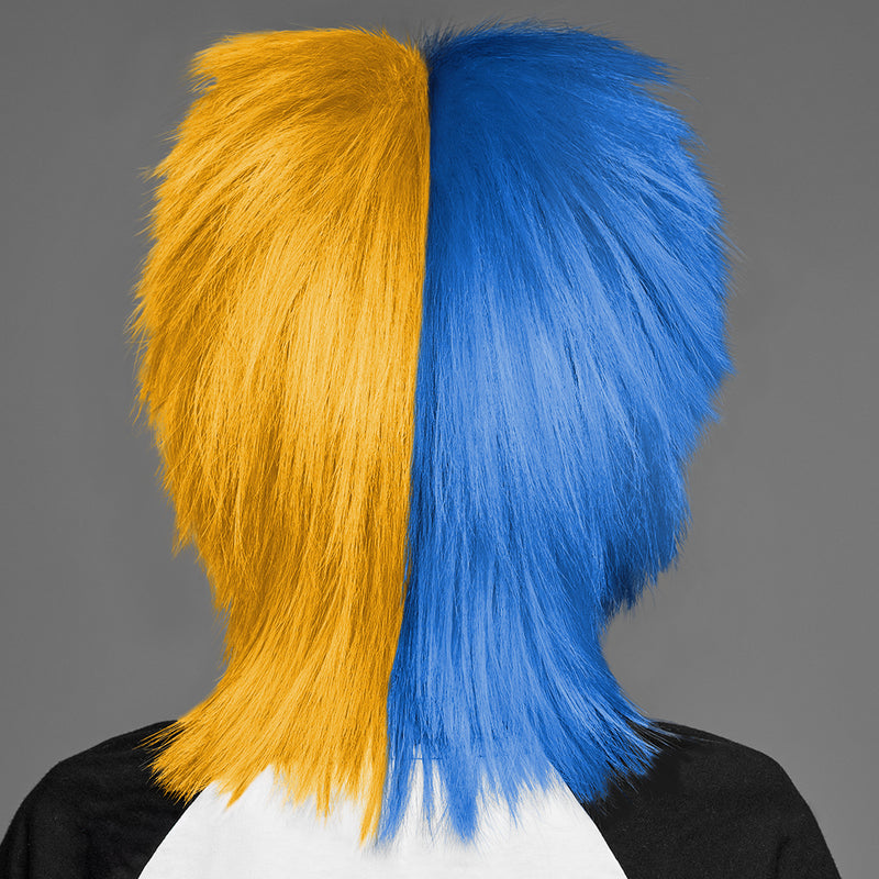 SPIRIT WEAR SPIKY SPIRIT WIG IN COLOR BLUE 2386 & YELLOW 130