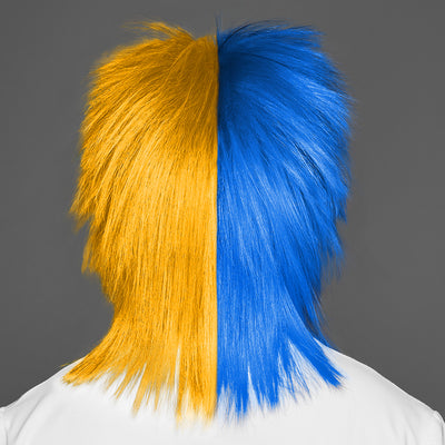 SPIRIT WEAR SPIKY SPIRIT WIG IN COLOR BLUE 2386 & YELLOW 130