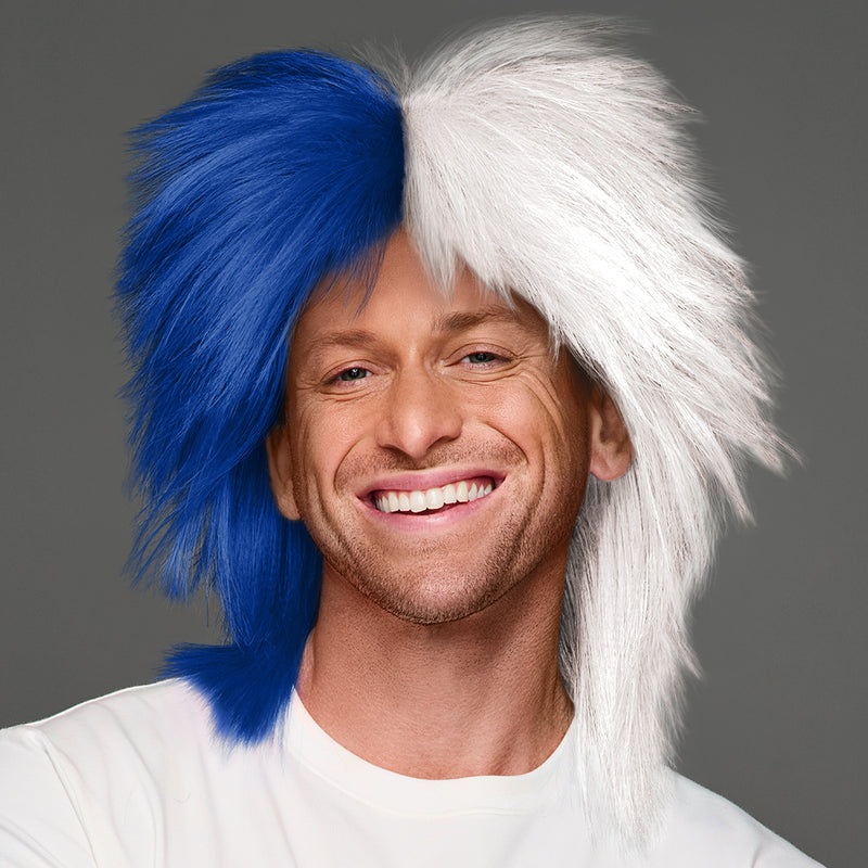 SPIRIT WEAR SPIKY SPIRIT WIG IN COLOR BLUE 287 & WHITE