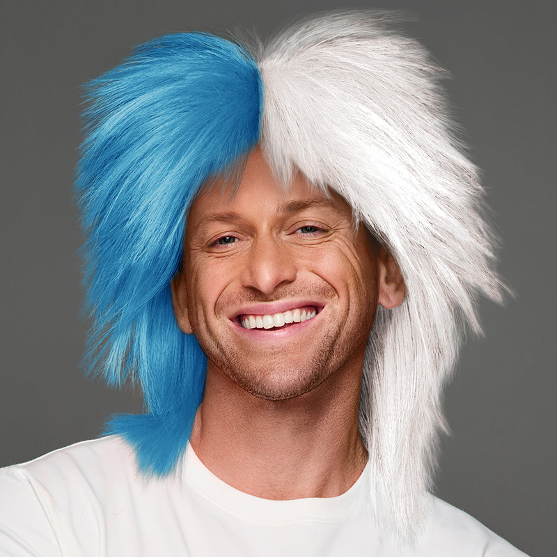 SPIRIT WEAR SPIKY SPIRIT WIG IN COLOR BLUE 542 & WHITE