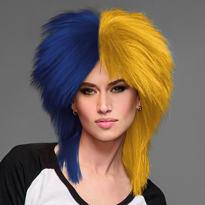 SPIRIT WEAR SPIKY SPIRIT WIG IN COLOR BLUE 282 & GOLD 1235