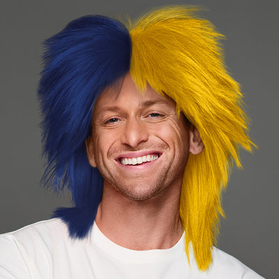 SPIRIT WEAR SPIKY SPIRIT WIG IN COLOR BLUE 282 & GOLD 1235