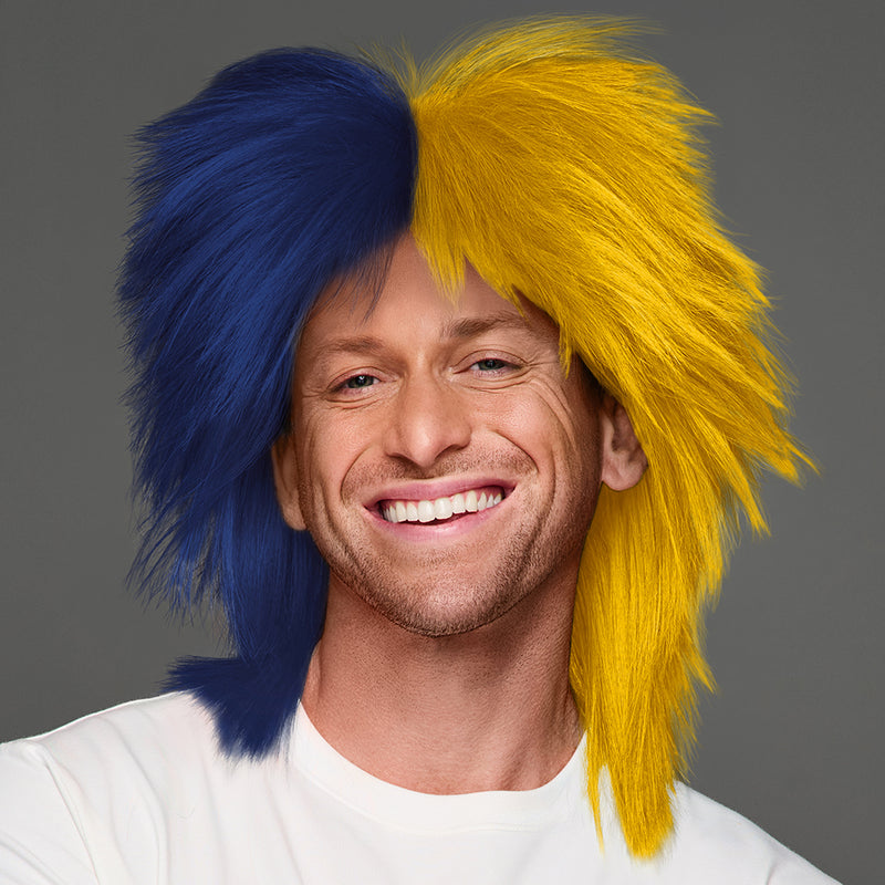 SPIRIT WEAR SPIKY SPIRIT WIG IN COLOR BLUE 282 & GOLD 1235