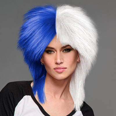 SPIRIT WEAR SPIKY SPIRIT WIG IN COLOR BLUE 286 & WHITE