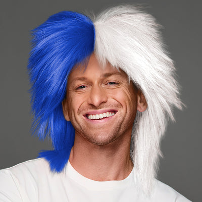 SPIRIT WEAR SPIKY SPIRIT WIG IN COLOR BLUE 286 & WHITE