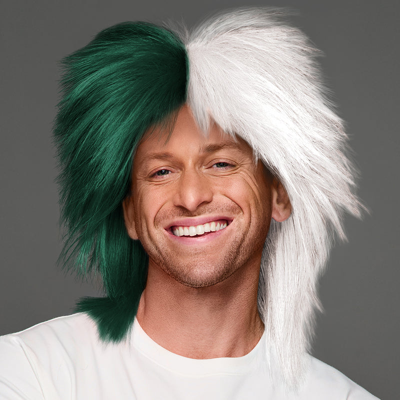 SPIRIT WEAR SPIKY SPIRIT WIG IN COLOR GREEN 567 & WHITE