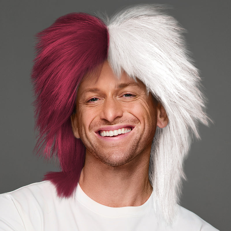 SPIRIT WEAR SPIKY SPIRIT WIG IN COLOR MAROON 7421 & WHITE