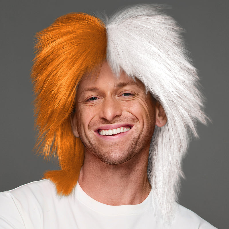 SPIRIT WEAR SPIKY SPIRIT WIG IN COLOR ORANGE 151 & WHITE