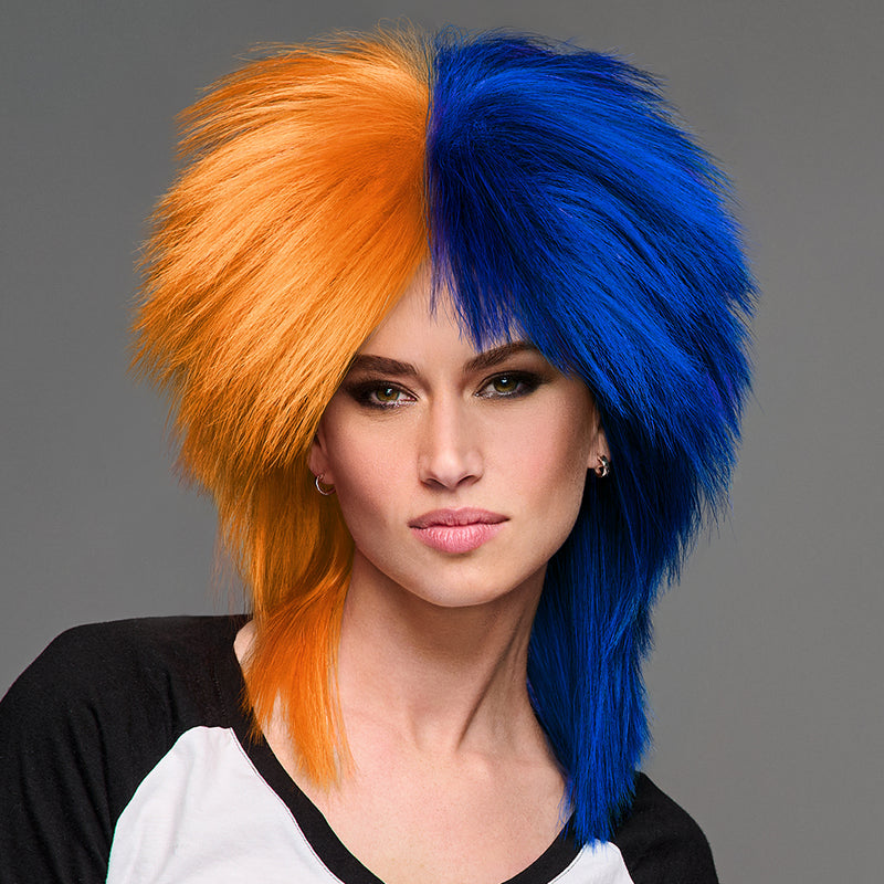 SPIRIT WEAR SPIKY SPIRIT WIG IN COLOR ORANGE 158 & BLUE 281