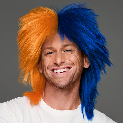 SPIRIT WEAR SPIKY SPIRIT WIG IN COLOR ORANGE 158 & BLUE 281