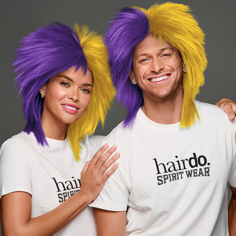 SPIRIT WEAR SPIKY SPIRIT WIG IN COLOR PURPLE 268 & GOLD 123