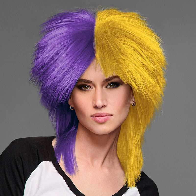 SPIRIT WEAR SPIKY SPIRIT WIG IN COLOR PURPLE 268 & GOLD 123
