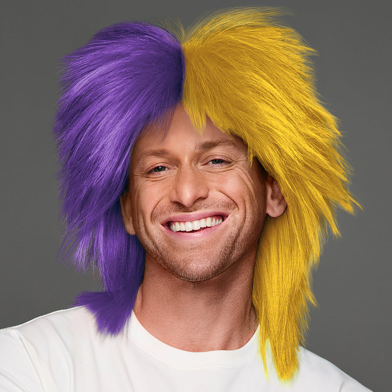 SPIRIT WEAR SPIKY SPIRIT WIG IN COLOR PURPLE 268 & GOLD 123