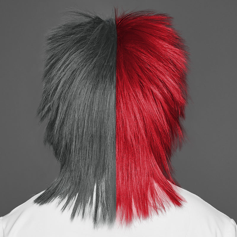 SPIRIT WEAR SPIKY SPIRIT WIG IN COLOR RED 200 & GRAY 424