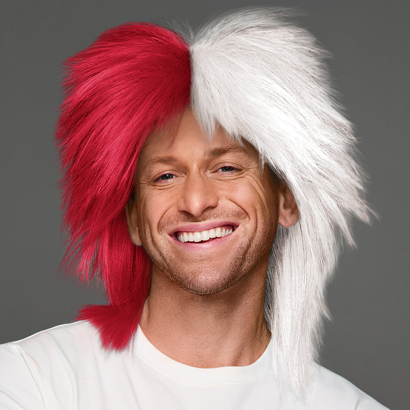 SPIRIT WEAR SPIKY SPIRIT WIG IN COLOR RED 201 & WHITE