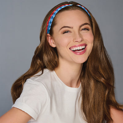 SPIRIT WEAR 2PC BRAID HEADBAND IN COLOR BLUE 279 & RED 186