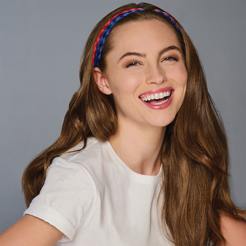 SPIRIT WEAR 2PC BRAID HEADBAND IN COLOR BLUE 294 & RED 186