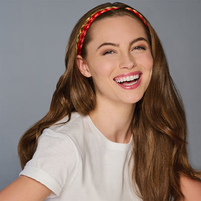 SPIRIT WEAR 2PC BRAID HEADBAND IN COLOR RED 186 & GOLD SHIMMER