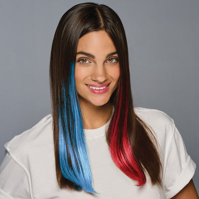 SPIRIT WEAR 2PC CLIP-IN COLOR HAIR EXTENSION IN COLOR BLUE 279 & RED 186