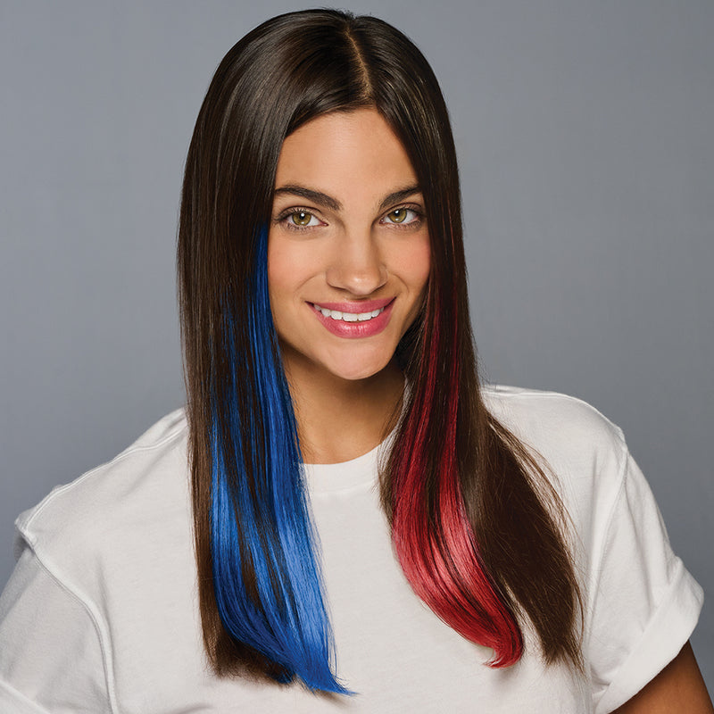 SPIRIT WEAR 2PC CLIP-IN COLOR HAIR EXTENSION IN COLOR BLUE 26 & RED 186