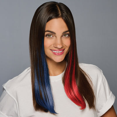 SPIRIT WEAR 2PC CLIP-IN COLOR HAIR EXTENSION IN COLOR BLUE 289 & RED 186