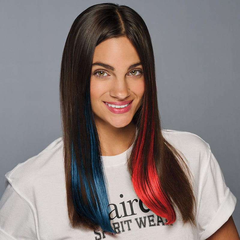SPIRIT WEAR 2PC CLIP-IN COLOR HAIR EXTENSION IN COLOR BLUE 7694 & RED 185