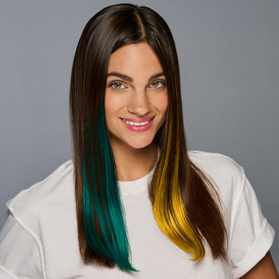 SPIRIT WEAR 2PC CLIP-IN COLOR HAIR EXTENSION IN COLOR GREEN 330 & GOLD 123