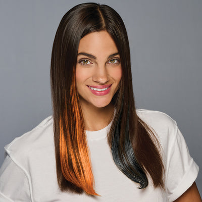 SPIRIT WEAR 2PC CLIP-IN COLOR HAIR EXTENSION IN COLOR ORANGE 1655 & BLACK SHIMMER