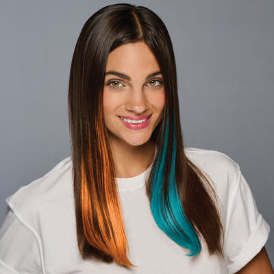 SPIRIT WEAR 2PC CLIP-IN COLOR HAIR EXTENSION IN COLOR ORANGE 1655 & TEAL 321