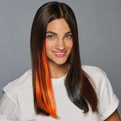 SPIRIT WEAR 2PC CLIP-IN COLOR HAIR EXTENSION IN COLOR ORANGE 166 & BLACK SHIMMER