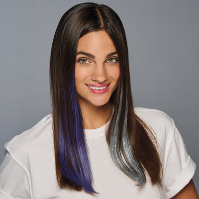 SPIRIT WEAR 2PC CLIP-IN COLOR HAIR EXTENSION IN COLOR PURPLE 5265 & SILVER SHIMMER