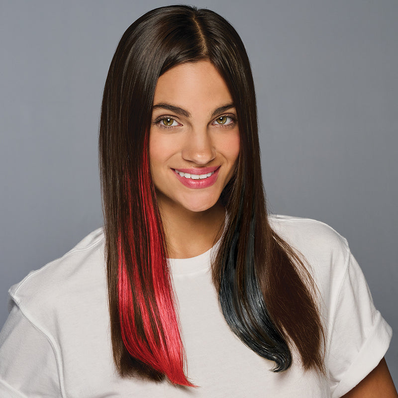 SPIRIT WEAR 2PC CLIP-IN COLOR HAIR EXTENSION IN COLOR RED 186 & BLACK SHIMMER
