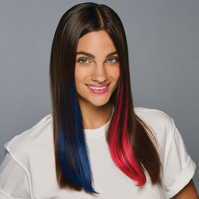 SPIRIT WEAR 2PC CLIP-IN COLOR HAIR EXTENSION IN COLOR BLUE 2767 & RED 186