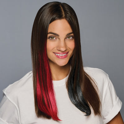 SPIRIT WEAR 2PC CLIP-IN COLOR HAIR EXTENSION IN COLOR RED 187 & BLACK SHIMMER
