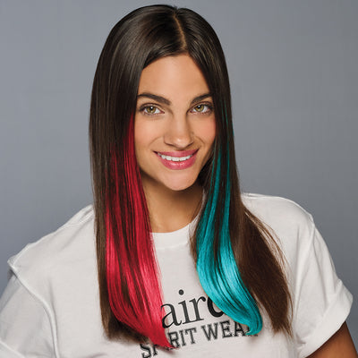 SPIRIT WEAR 2PC CLIP-IN COLOR HAIR EXTENSION IN COLOR RED 187 & TEAL 319