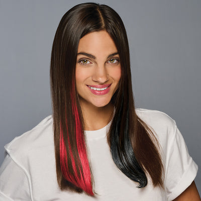 SPIRIT WEAR 2PC CLIP-IN COLOR HAIR EXTENSION IN COLOR RED 200 & BLACK SHIMMER